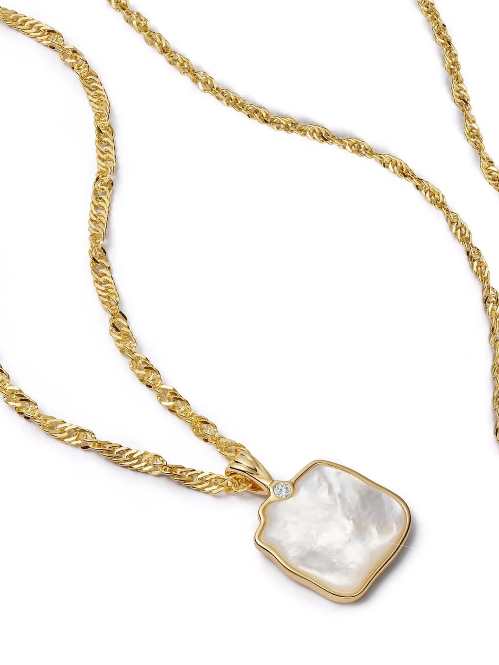 Daisy London Organic Mother of Pearl Necklace Layering Set 18ct Gold Plate