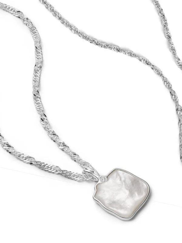 Daisy London Organic Mother of Pearl Necklace Layering Set Sterling Silver