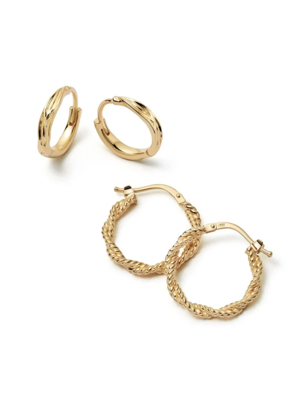 Daisy London Organic Twist Earring Stack 18ct Gold Plate