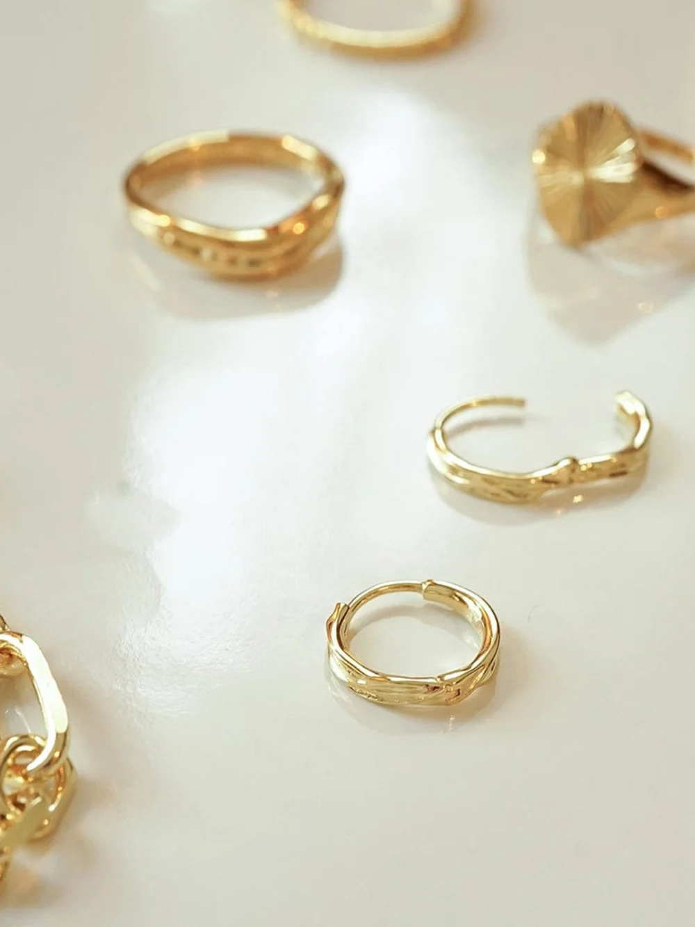 Daisy London Organic Twist Earring Stack 18ct Gold Plate, view 3