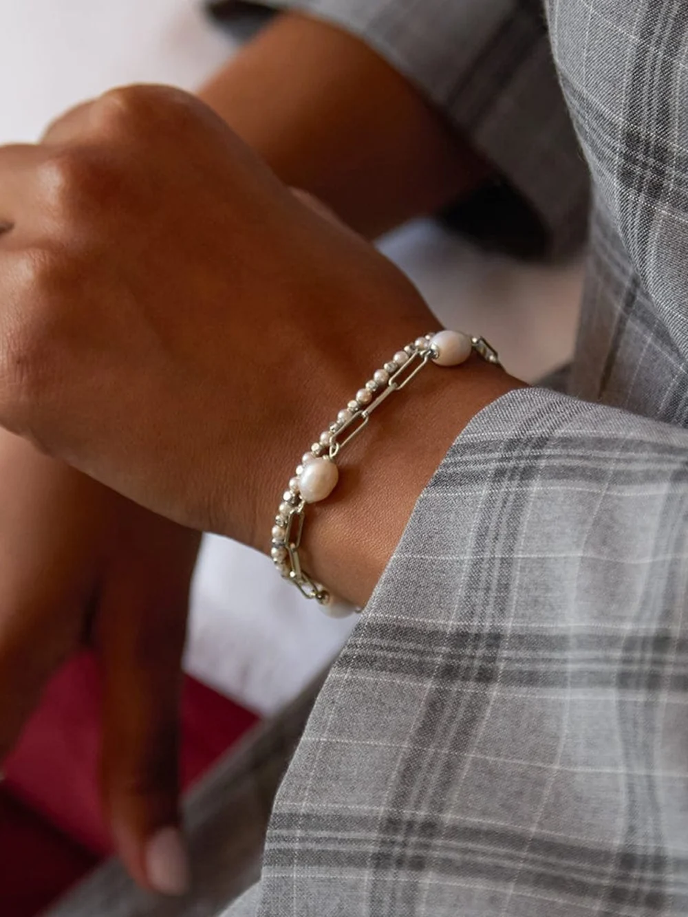 Daisy London Pearl and Bead Bracelet Sterling Silver, view 4