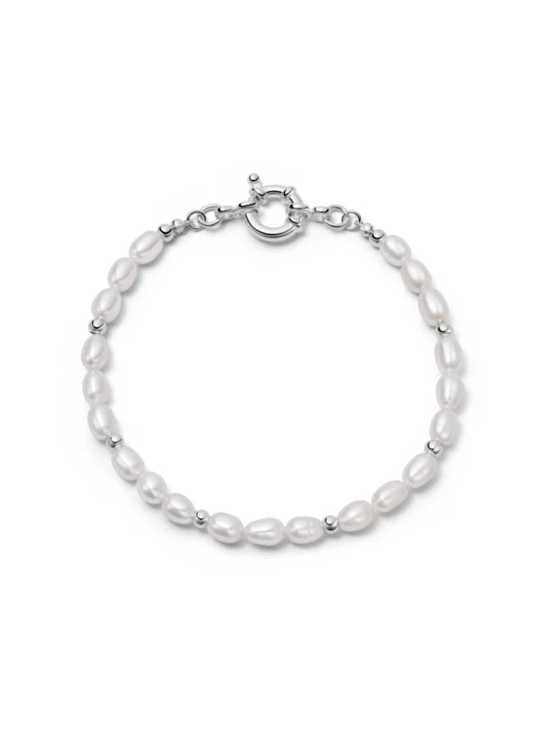 Daisy London Pearl Beaded Chain Bracelet Sterling Silver