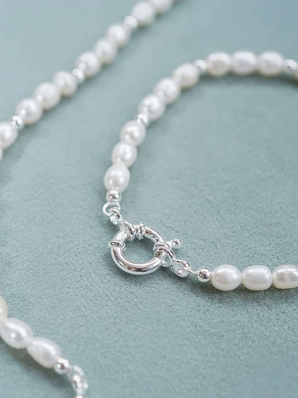 Daisy London Pearl Beaded Chain Bracelet Sterling Silver, view 3