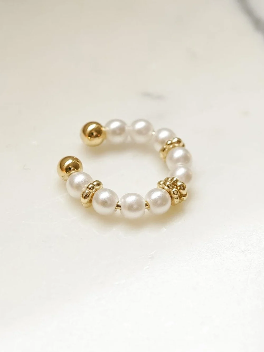 Daisy London Pearl Ear Cuff 18ct Gold Plate, view 3