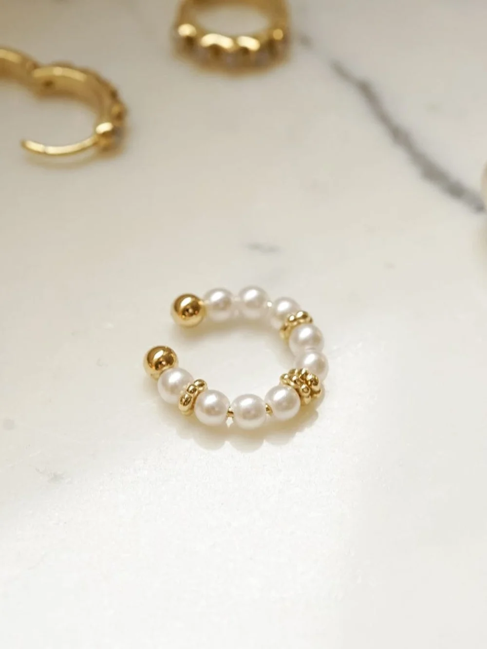 Daisy London Pearl Ear Cuff 18ct Gold Plate, view 5