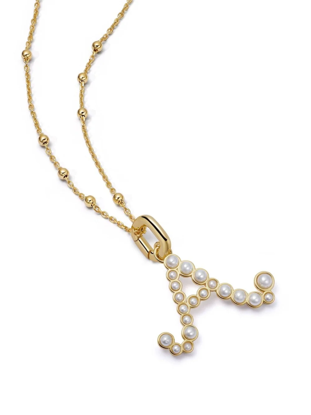 Daisy London Pearl Initial Charm Necklace 18ct Gold Plate