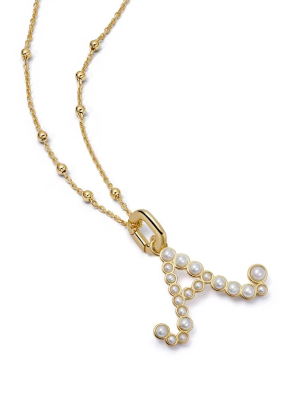 Daisy London Pearl Initial Charm Necklace 18ct Gold Plate