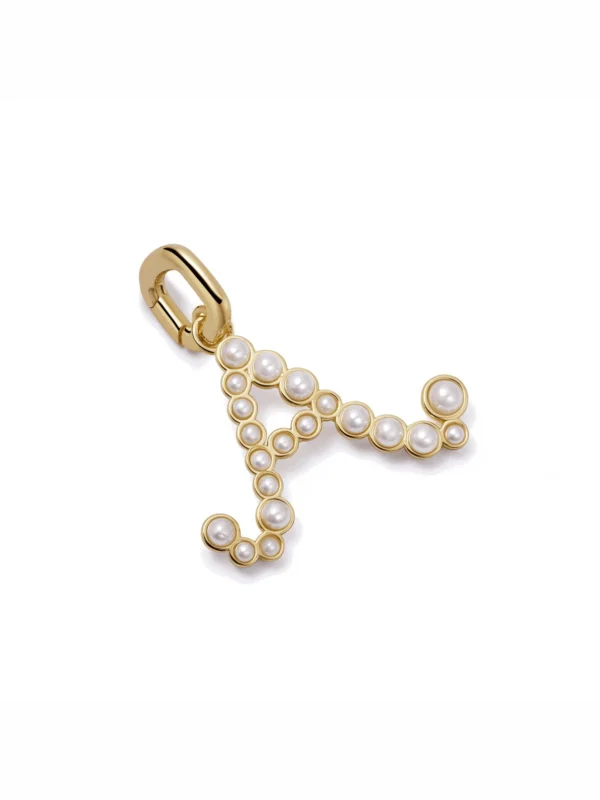 Daisy London Pearl Initial Charm Pendant 18ct Gold Plate