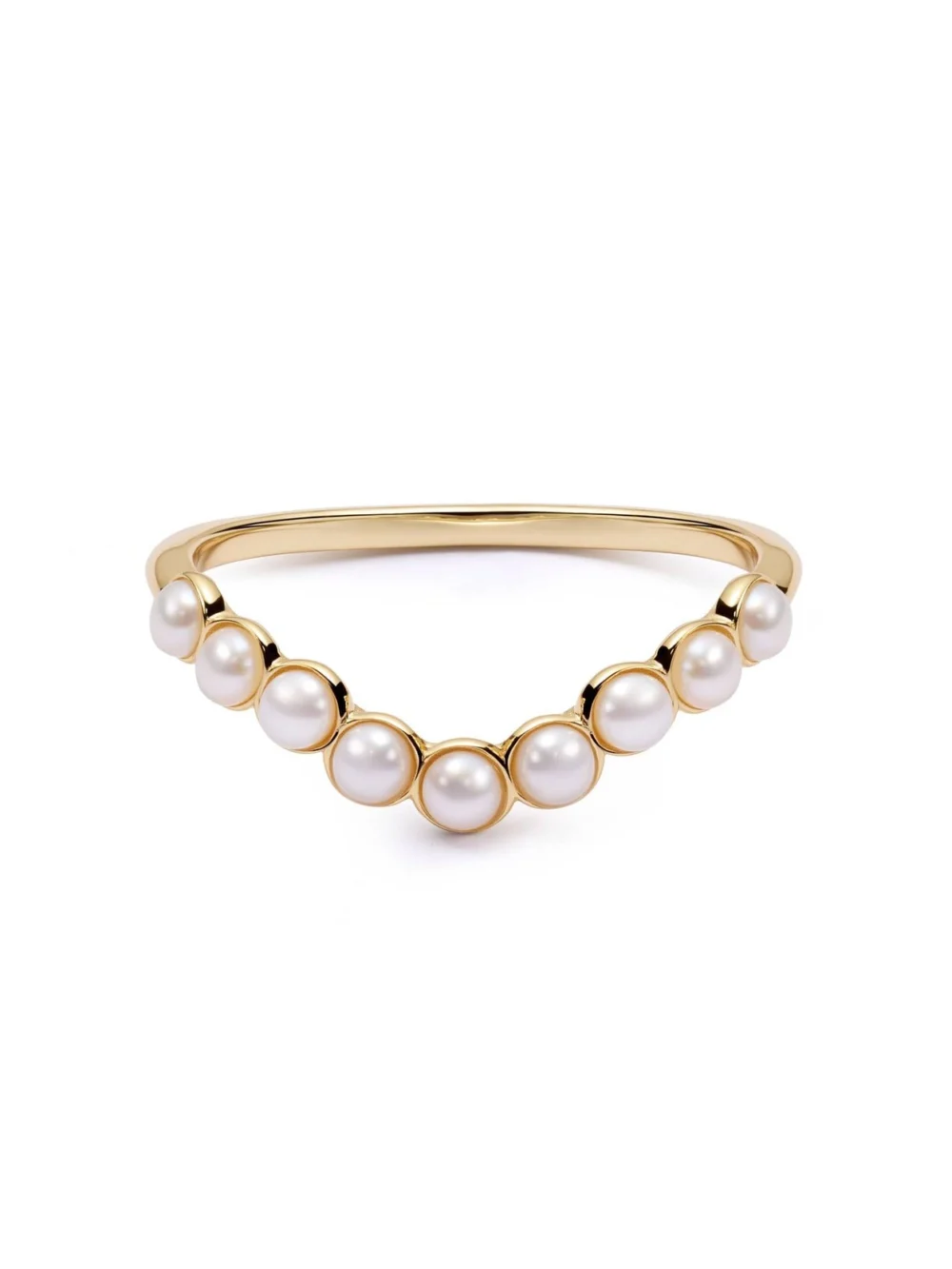Daisy London Pearl Wave Band Ring 18ct Gold Plate