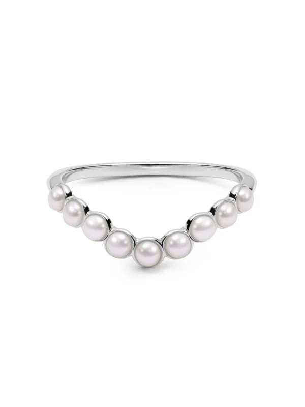 Daisy London Pearl Wave Band Ring Sterling Silver