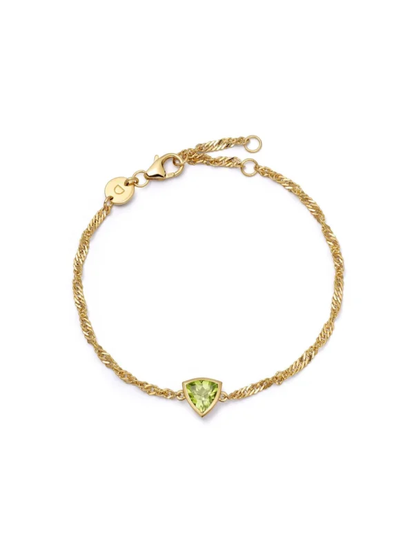 Daisy London Peridot August Birthstone Charm Bracelet 18ct Gold Plate