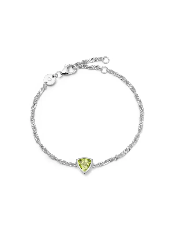 Daisy London Peridot August Birthstone Charm Bracelet Sterling Silver