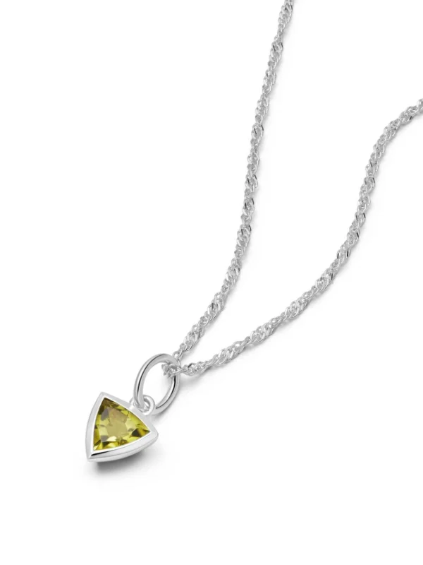Daisy London Peridot August Birthstone Charm Necklace Sterling Silver