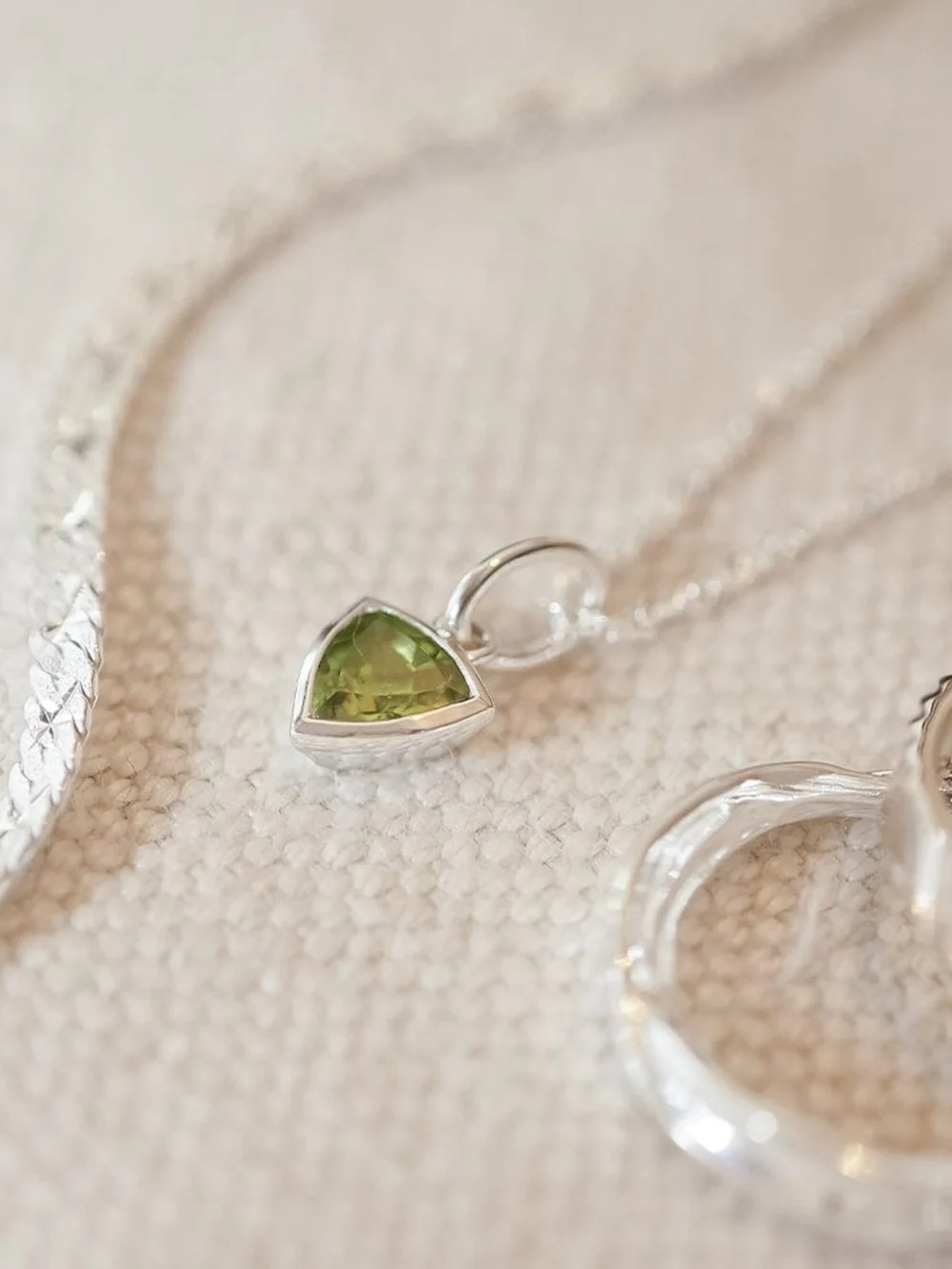Daisy London Peridot August Birthstone Charm Pendant Sterling Silver, view 2