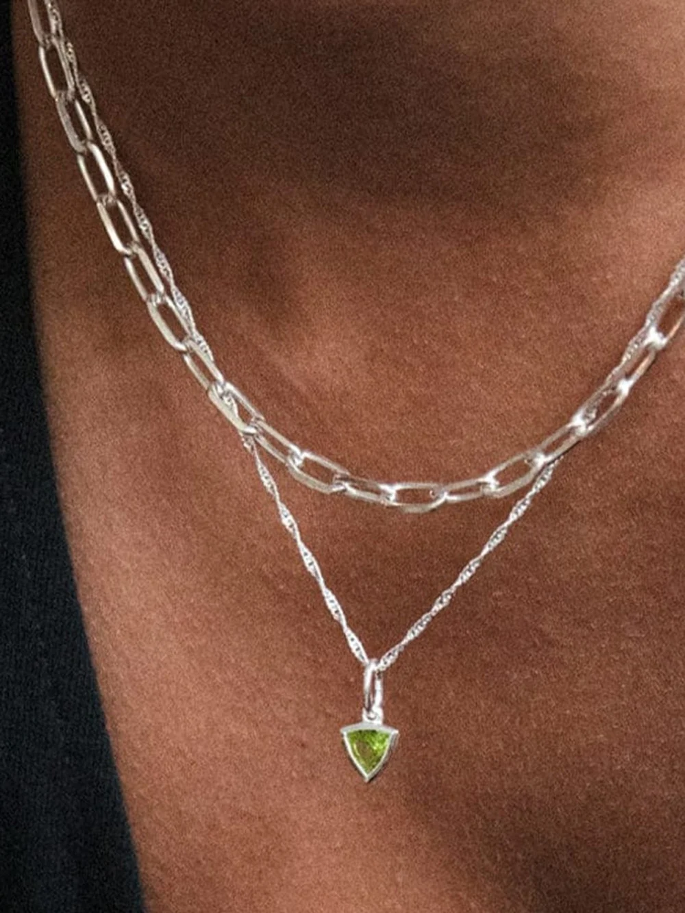 Daisy London Peridot August Birthstone Charm Pendant Sterling Silver, view 3
