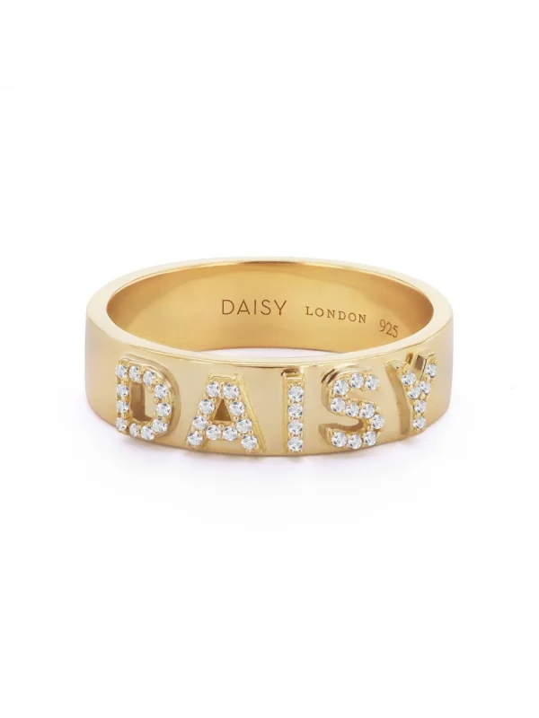 Daisy London Personalised Crystal Ring 18ct Gold Plate