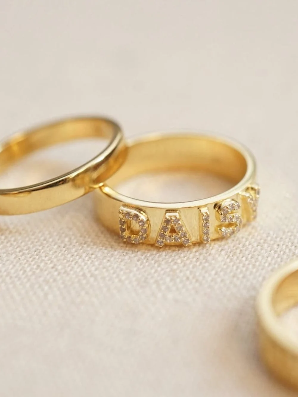 Daisy London Personalised Crystal Ring 18ct Gold Plate, view 4
