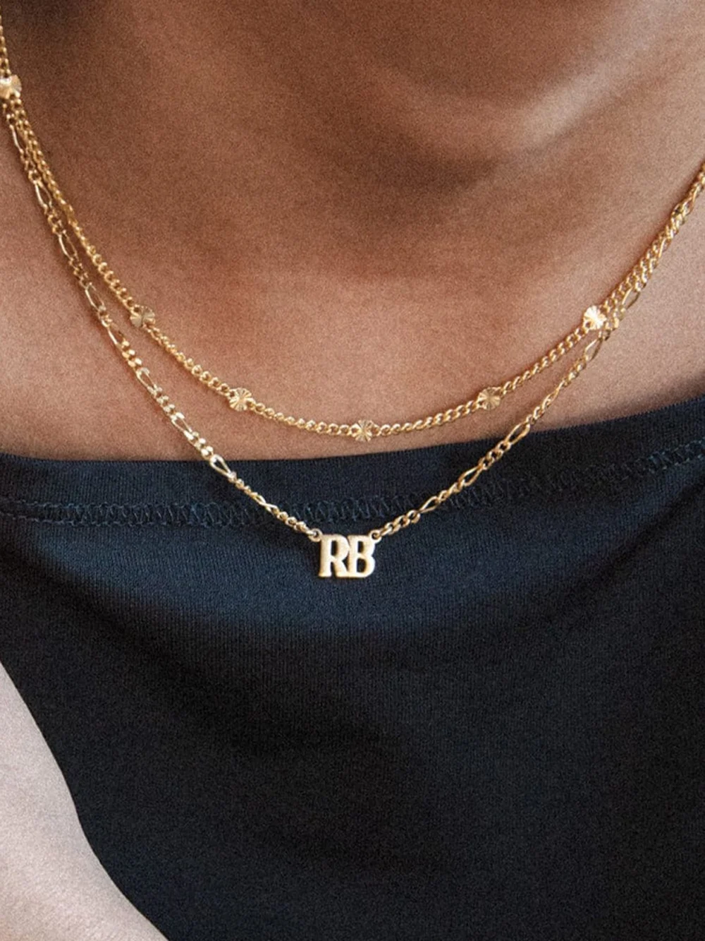 Daisy London Personalised Initials Necklace 18ct Gold Plate, view 2