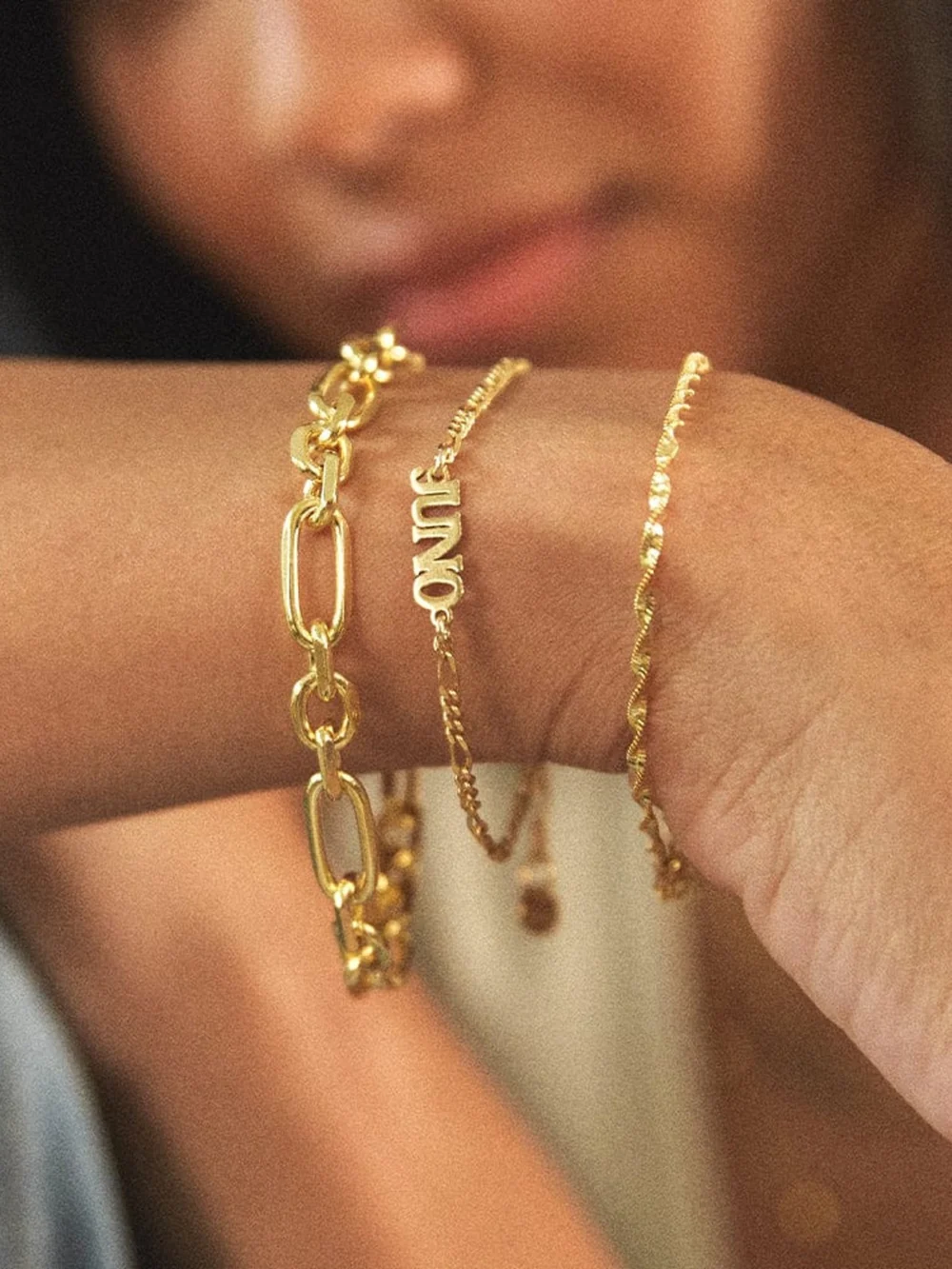 Daisy London Personalised Name Bracelet 18ct Gold Plate, view 4