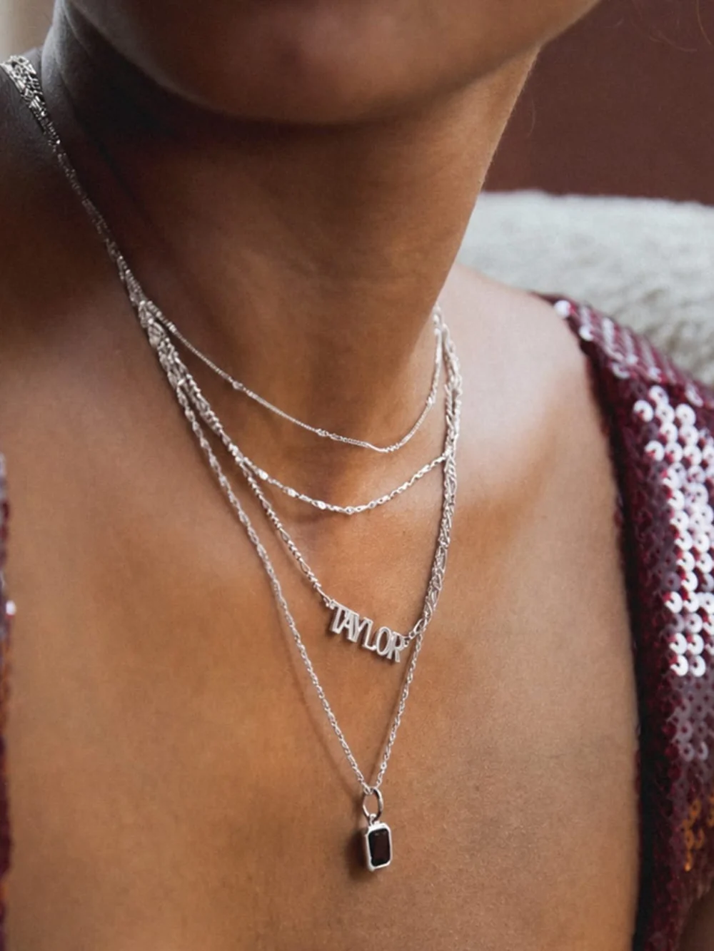 Daisy London Personalised Name Necklace Silver Plate, view 4