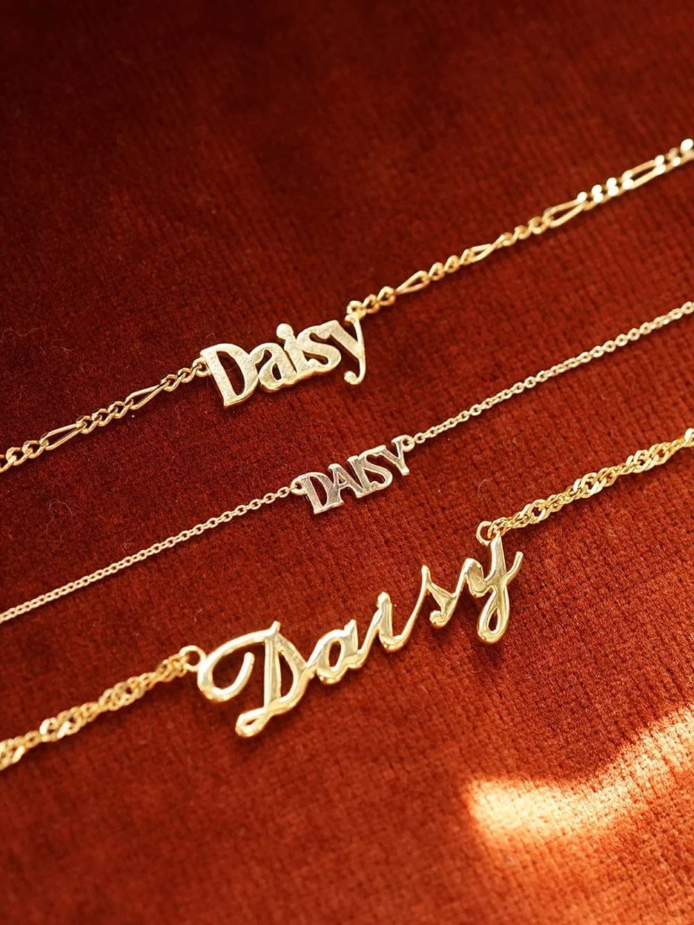 Daisy London Personalised Name Necklace Solid Gold, view 5