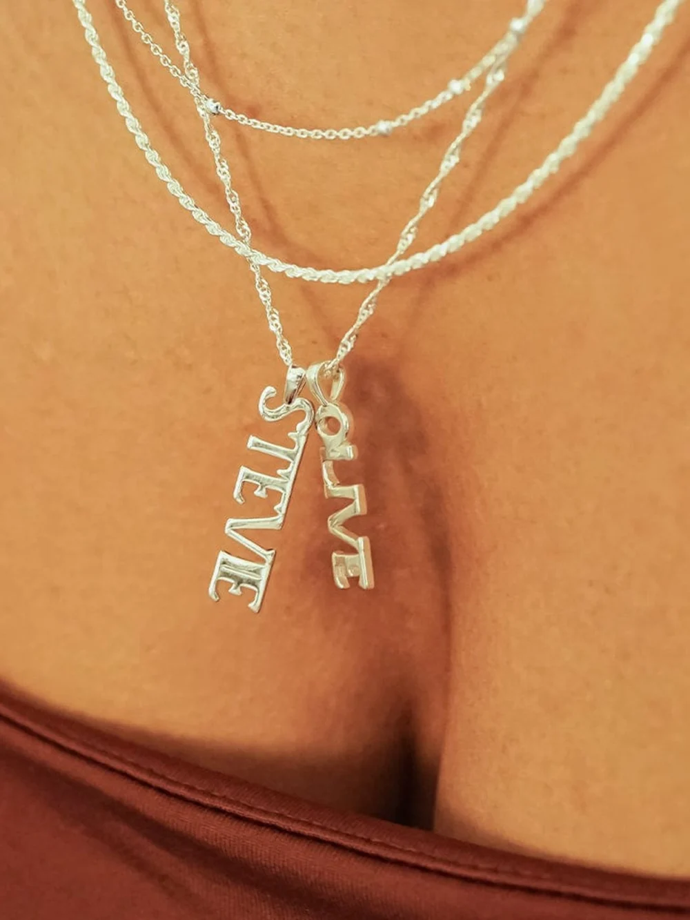 Daisy London Personalised Pendant Name Necklace Sterling Silver, view 2