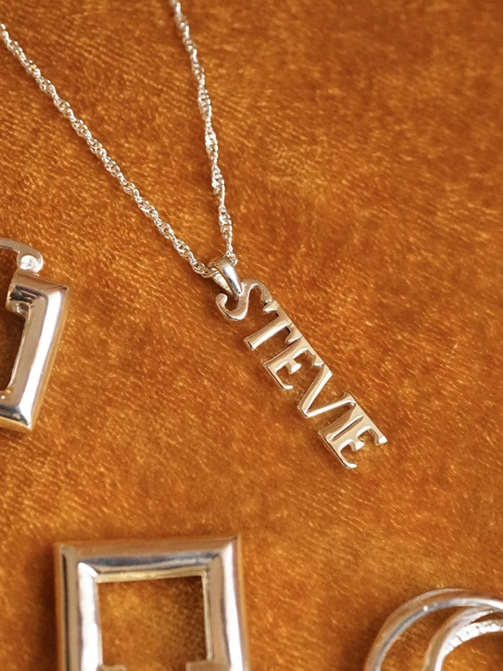 Daisy London Personalised Pendant Name Necklace Sterling Silver, view 3