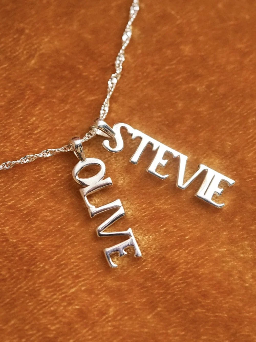 Daisy London Personalised Pendant Name Necklace Sterling Silver, view 6