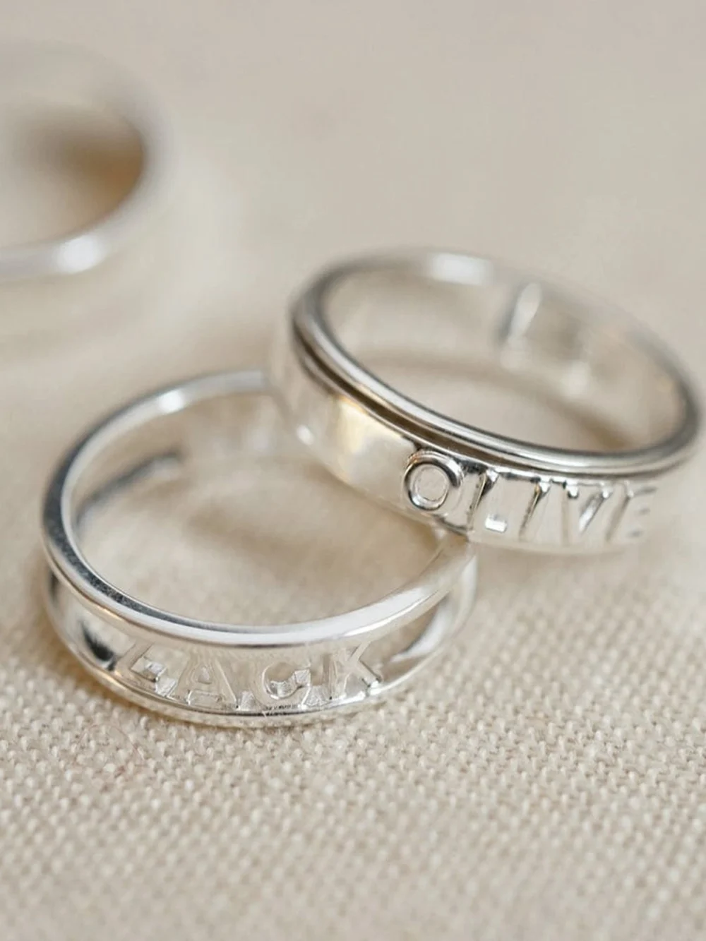 Daisy London Personalised Spinning Ring Sterling Silver, view 3