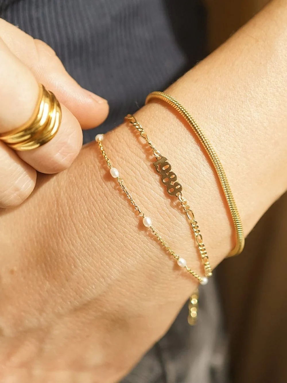 Daisy London Personalised Year Bracelet 18ct Gold Plate, view 4