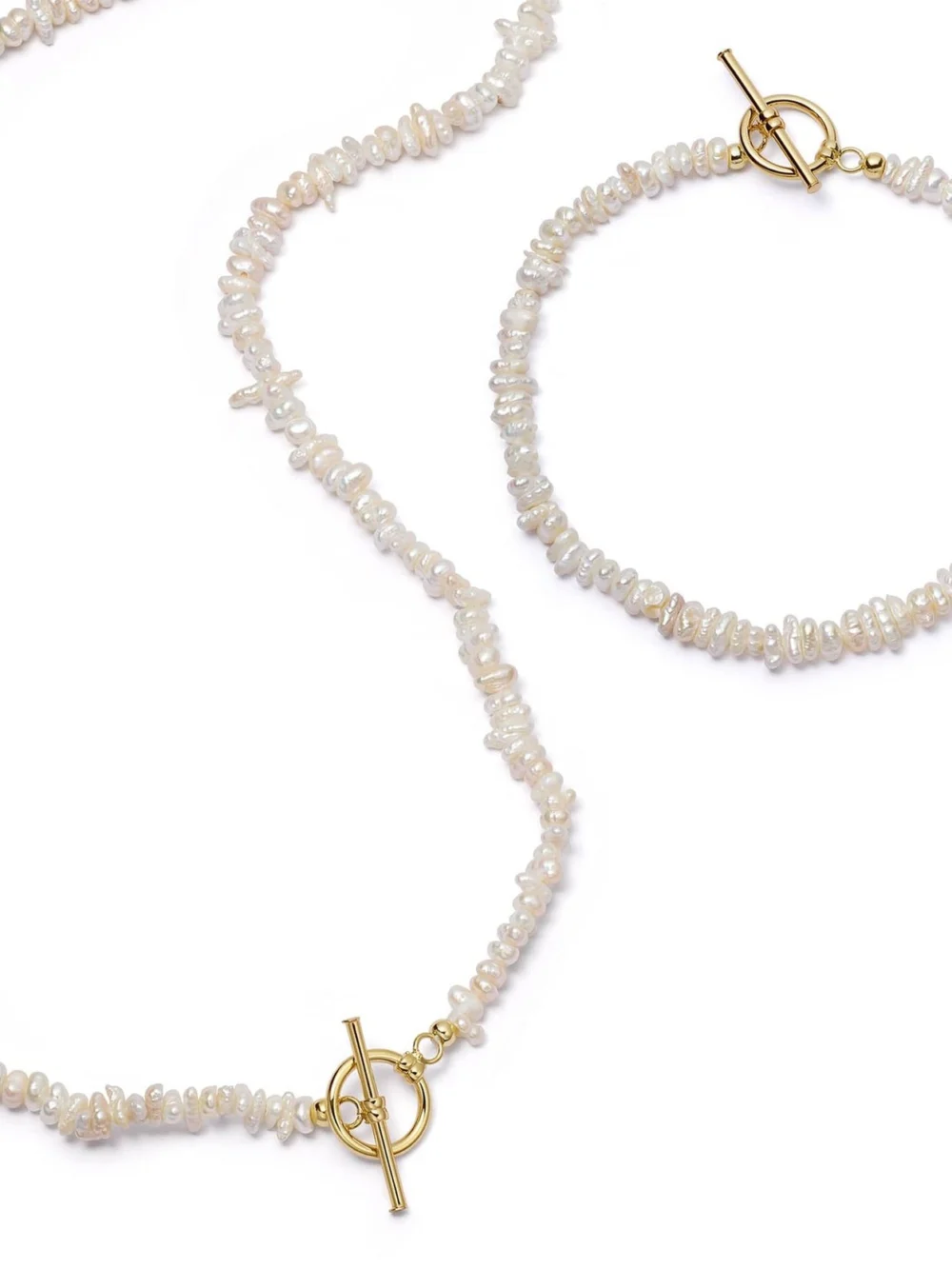 Daisy London Polly Beach Pearl Necklace and Bracelet Set 18ct Gold Plate