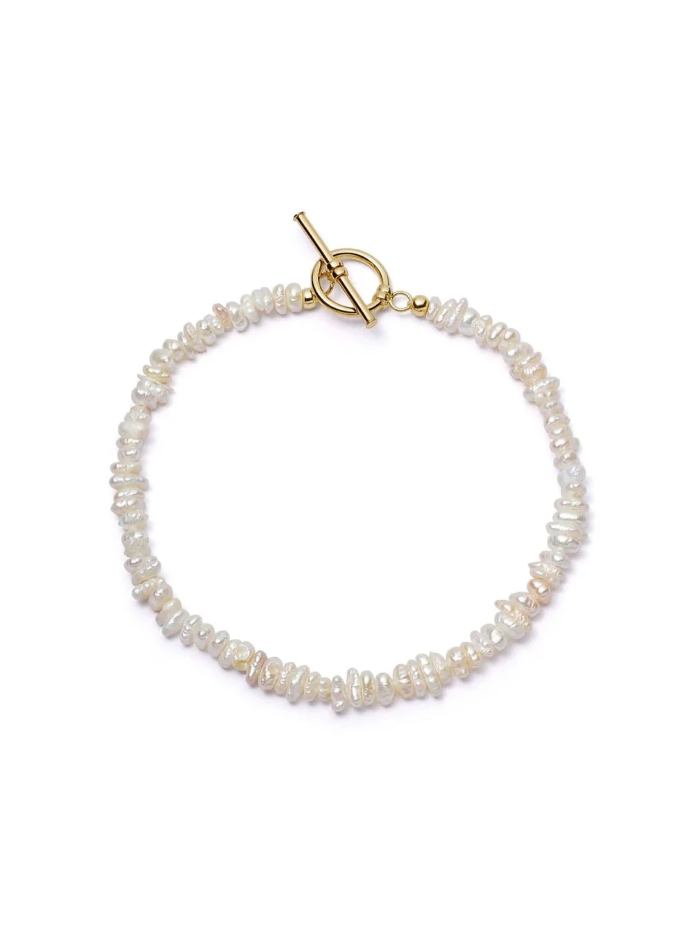 Daisy London Polly Beach Pearl T Bar Bracelet 18ct Gold Plate
