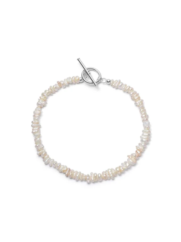 Daisy London Polly Beach Pearl T Bar Bracelet Sterling Silver