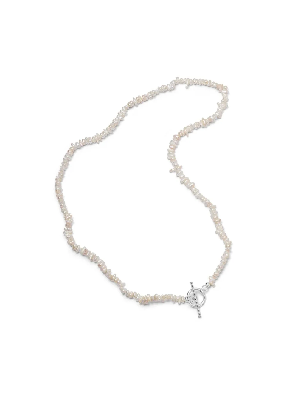 Daisy London Polly Beach Pearl T Bar Necklace Sterling Silver