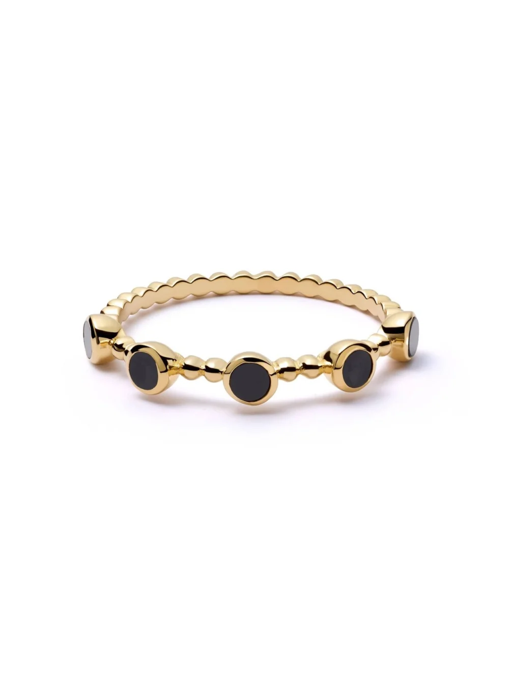 Daisy London Polly Black Onyx Bobble Ring 18ct Gold Plate