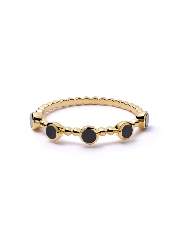 Daisy London Polly Black Onyx Bobble Ring 18ct Gold Plate