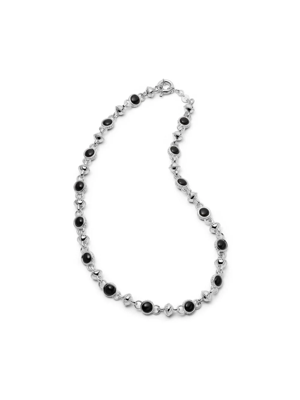 Daisy London Polly Black Onyx Chain Necklace Silver Plate