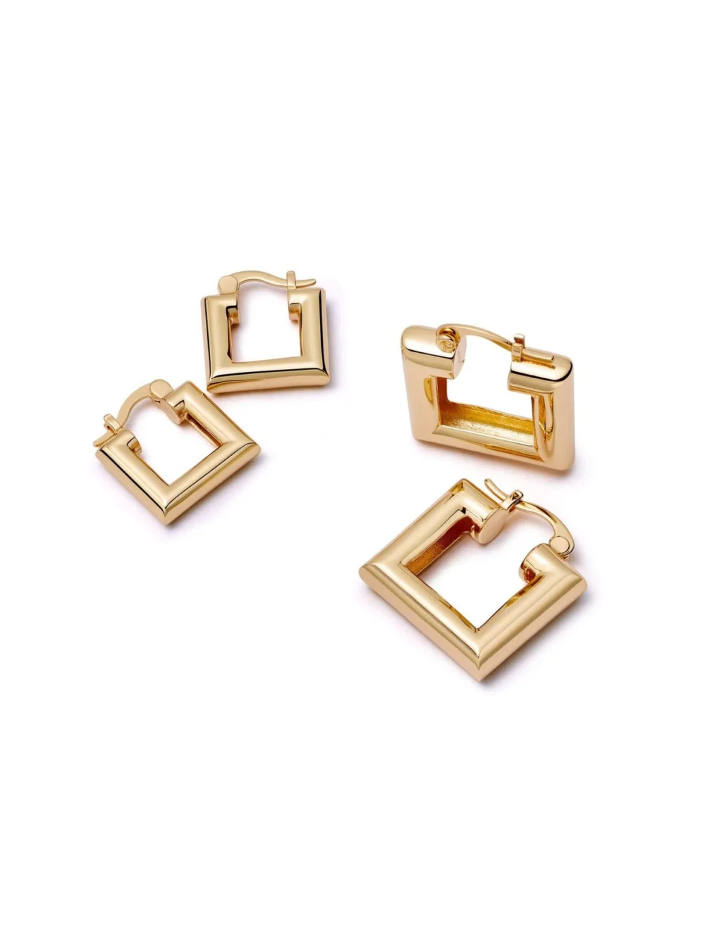 Daisy London Polly Chubby Square Hoop Earrings 18ct Gold Plate, view 6