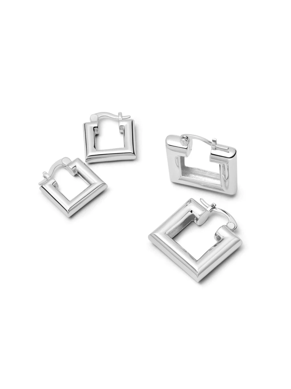 Daisy London Polly Chubby Square Hoop Earrings Silver Plate, view 6