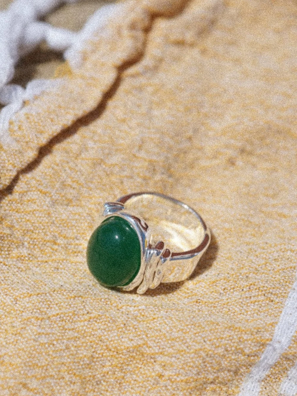 Daisy London Polly Chunky Gemstone Ring Silver Plate, view 3