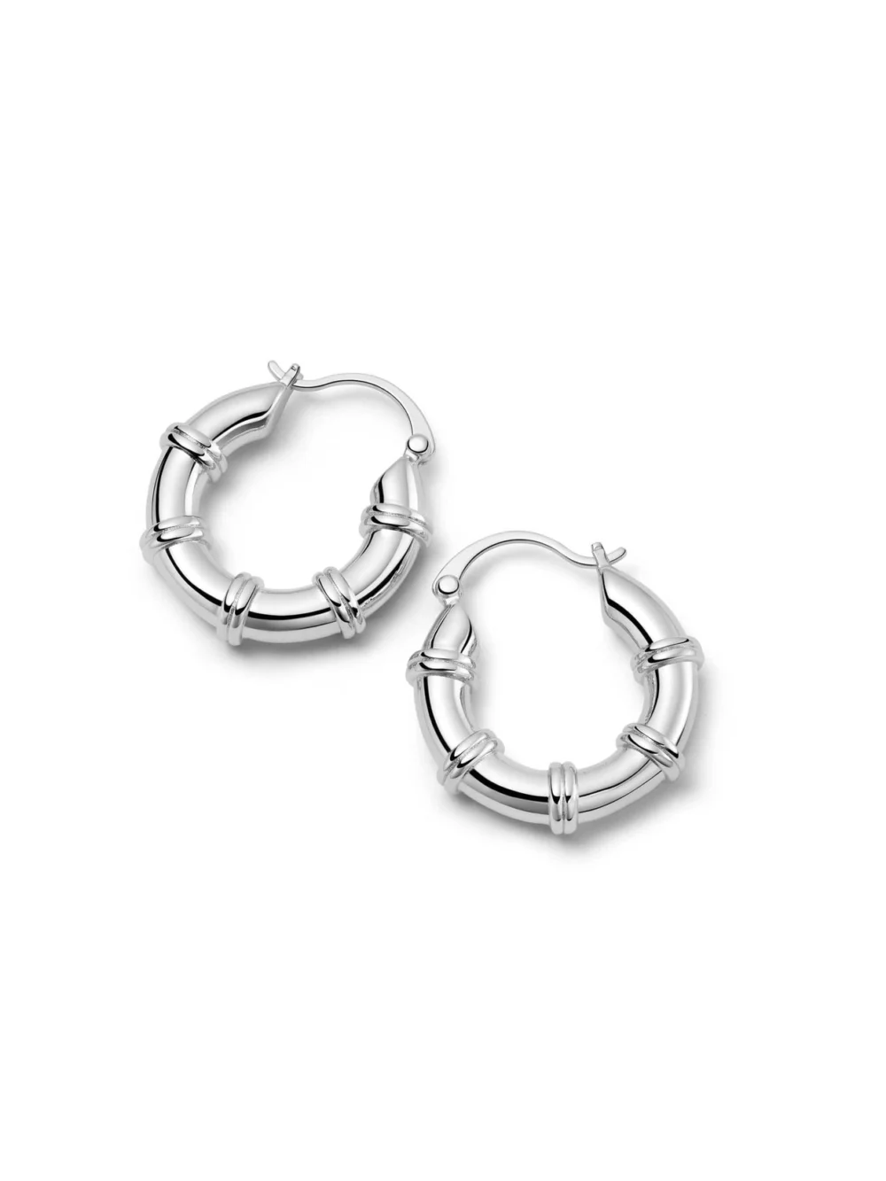 Daisy London Polly Chunky Hoop Earrings Silver Plate