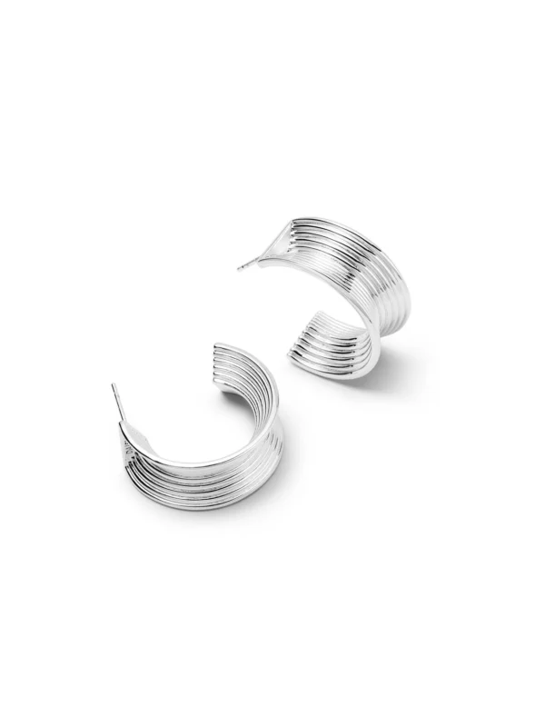 Daisy London Polly Chunky Tidal Hoop Earrings Silver Plate