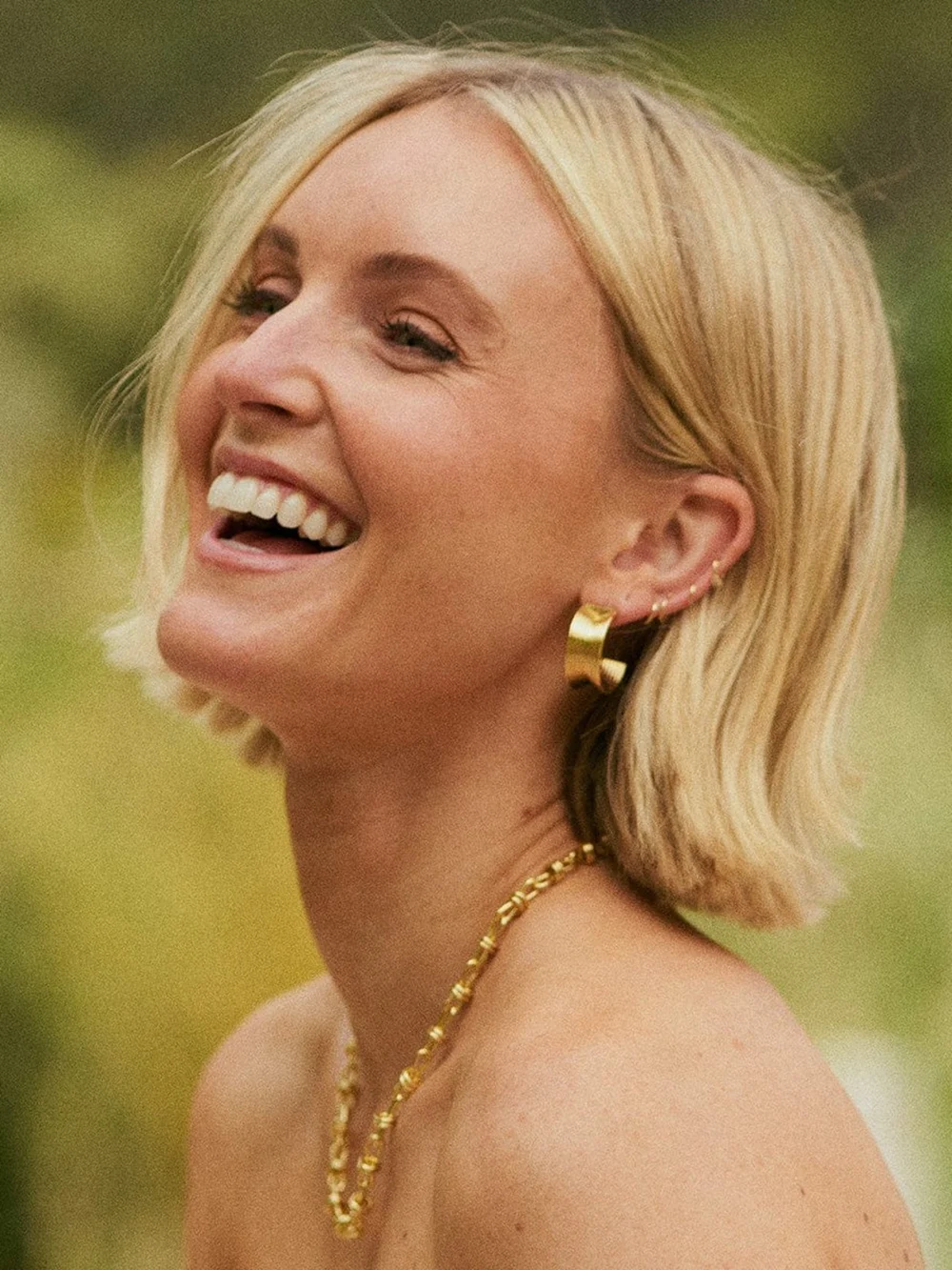 Daisy London Polly Chunky Tidal Hoops 18ct Gold Plate, view 4