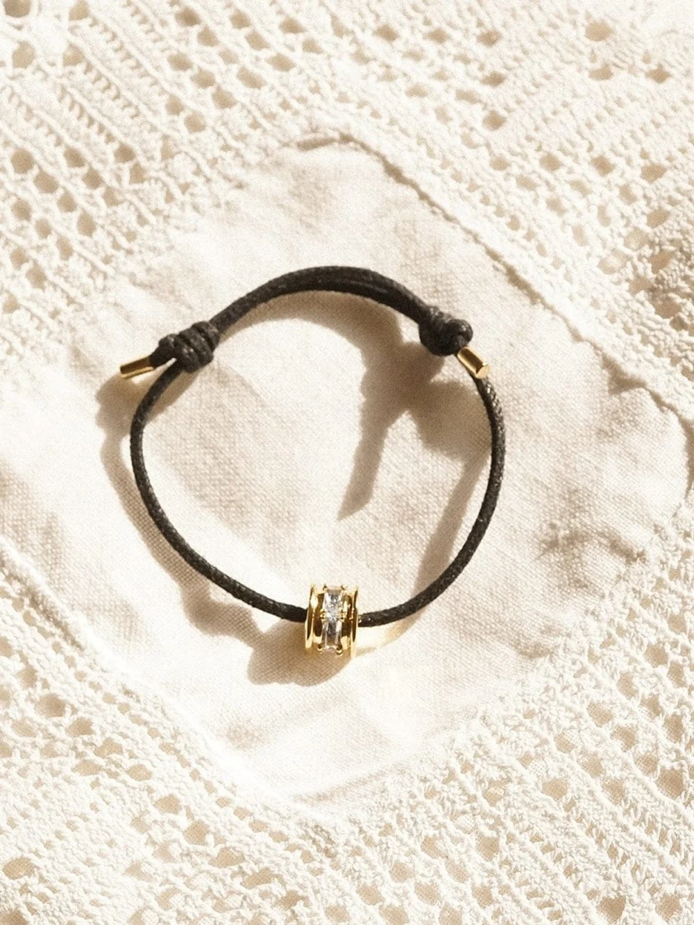 Daisy London Polly Crystal Bead Cord Bracelet 18ct Gold Plate, view 3