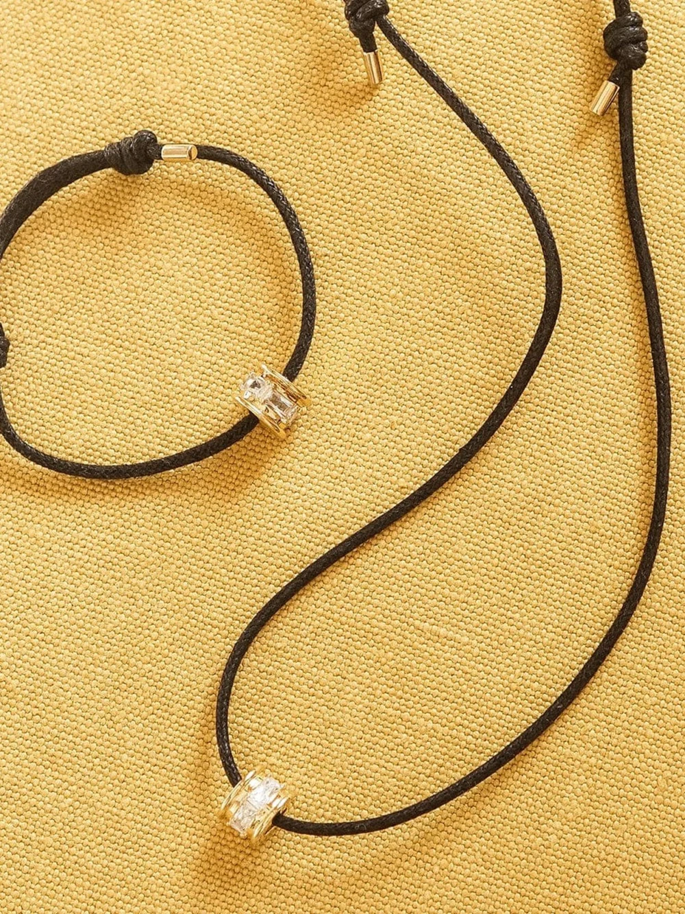 Daisy London Polly Crystal Bead Cord Bracelet 18ct Gold Plate, view 5