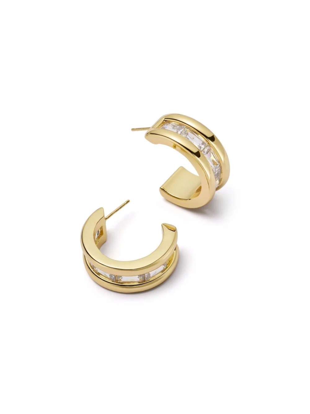 Daisy London Polly Crystal Maxi Hoop Earrings 18ct Gold Plate