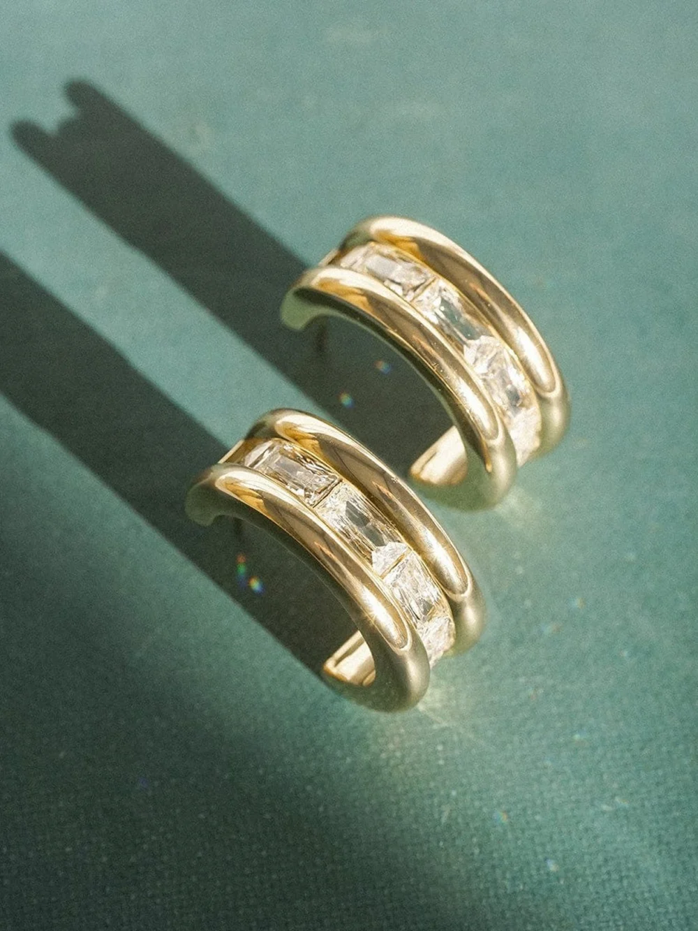 Daisy London Polly Crystal Maxi Hoop Earrings 18ct Gold Plate, view 5