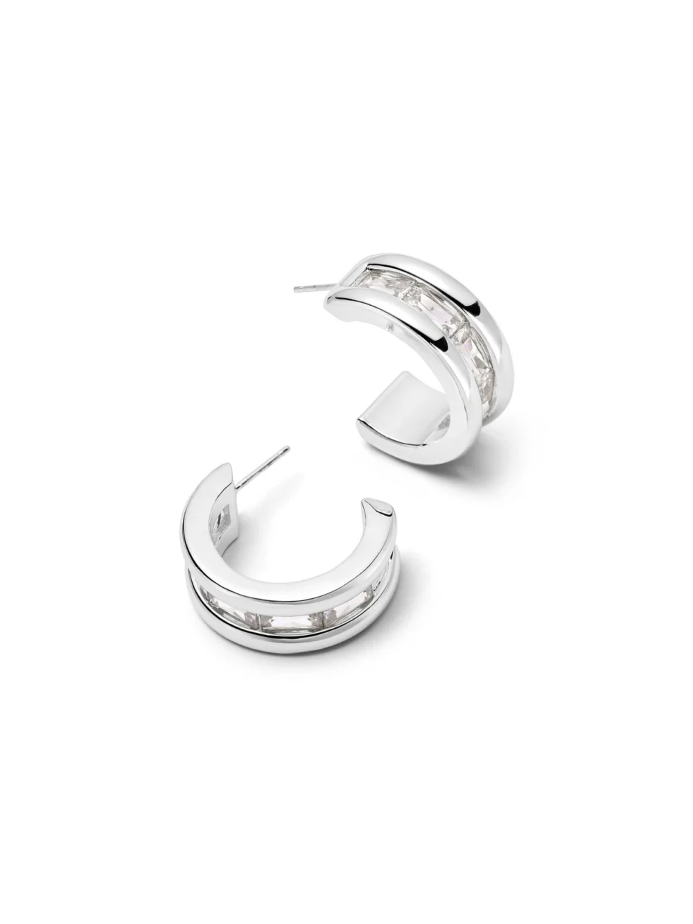 Daisy London Polly Crystal Maxi Hoop Earrings Sterling Silver