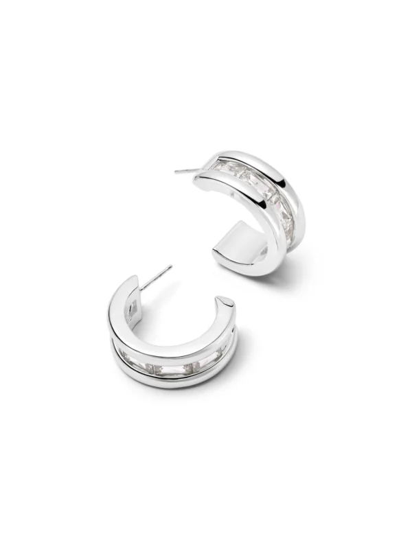 Daisy London Polly Crystal Maxi Hoop Earrings Sterling Silver