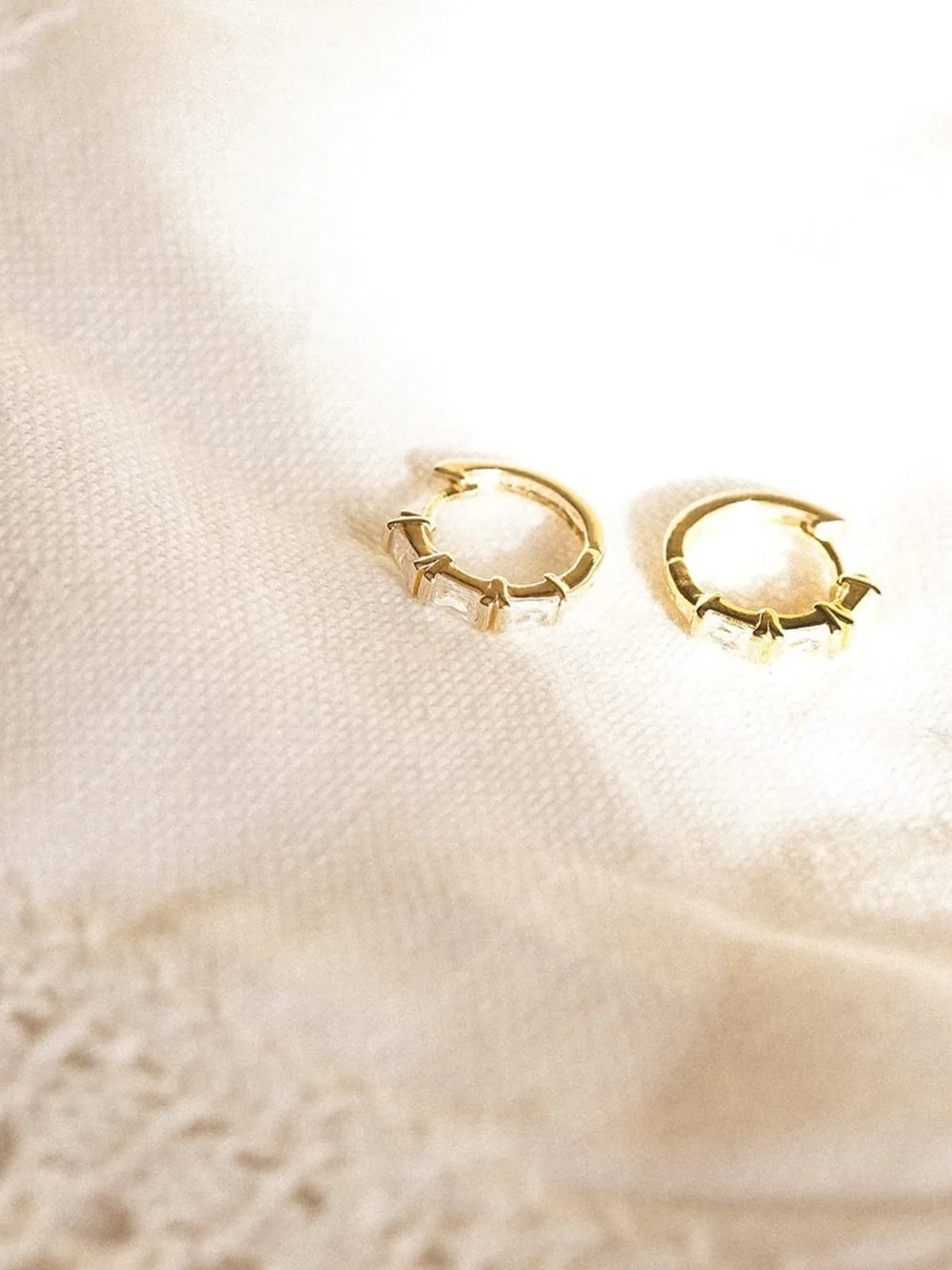 Daisy London Polly Crystal Mini Hoop & Huggie Earring Stack 18ct Gold Plate, view 4